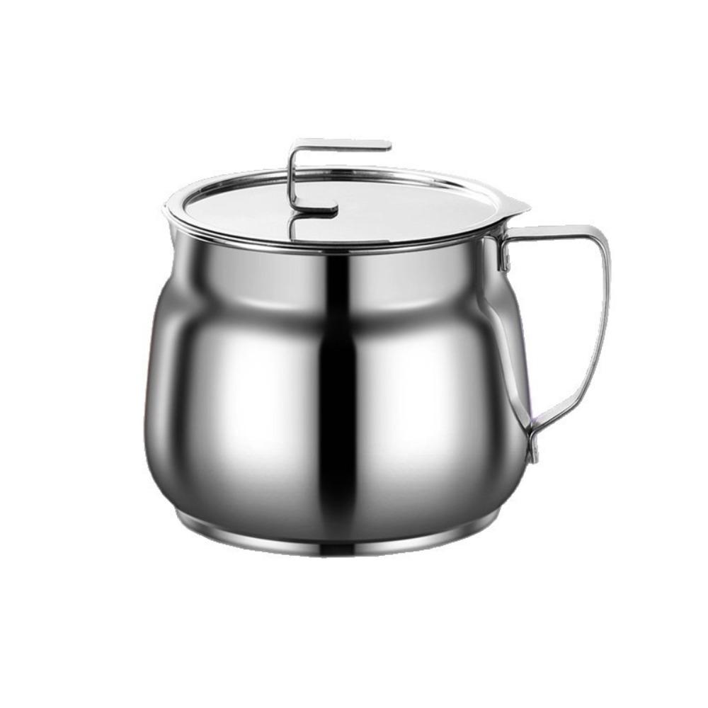 With Strainer Stainless Steel Oil Kettle 1.5/2L Grease Container Oil Can Cooking Oil Storage