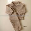 Korean Style Winter Fleece Set: High Neck Half-Zip Top & Joggers for Boys and Girls