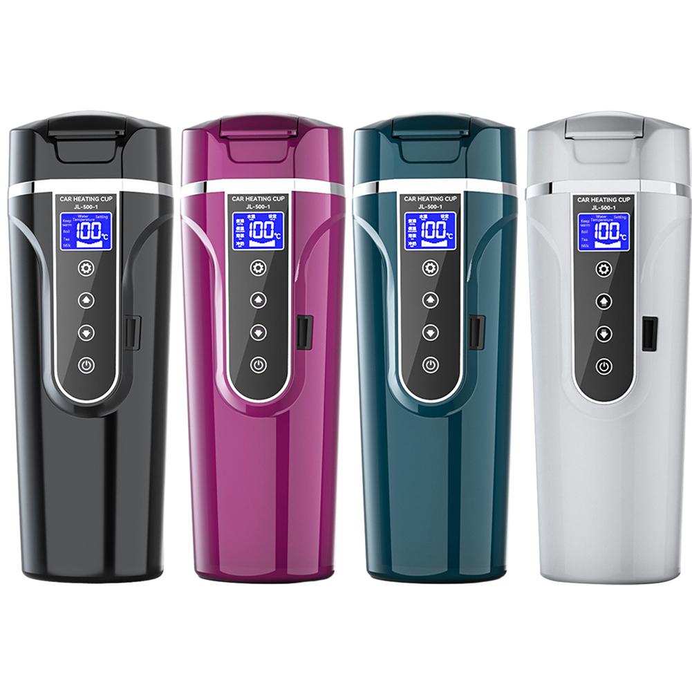 12V 500ml Car Stainless Steel Electric Car Kettle Heating Cup Coffee Mug Travel Vehicle Heating Cup Car Electronics