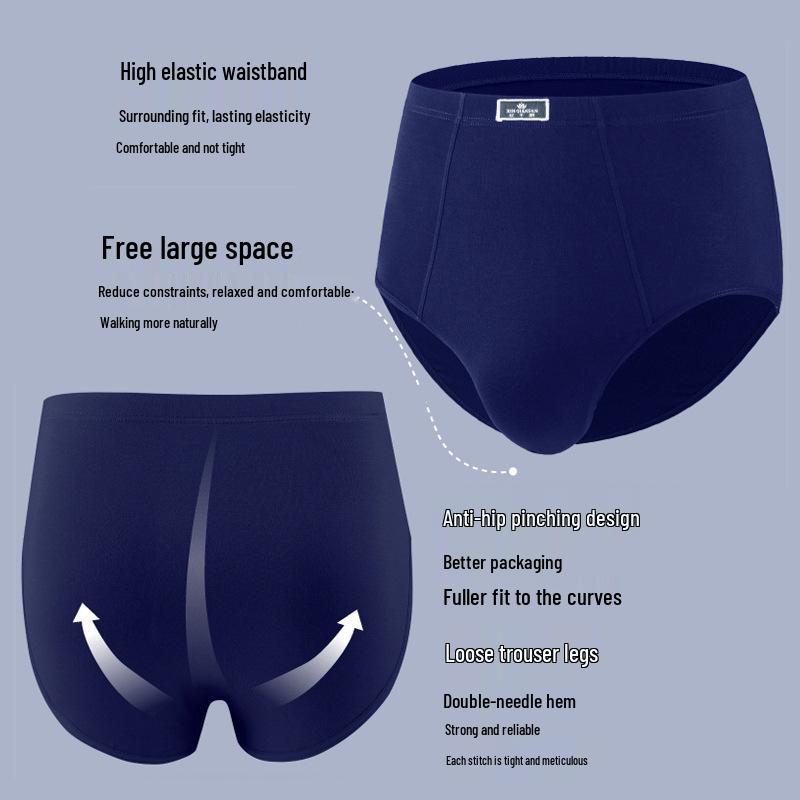 Pánské trojúhelníkové slipy z modalu s vysokým pasem - Prodyšné, volný střih pro střední věk a starší