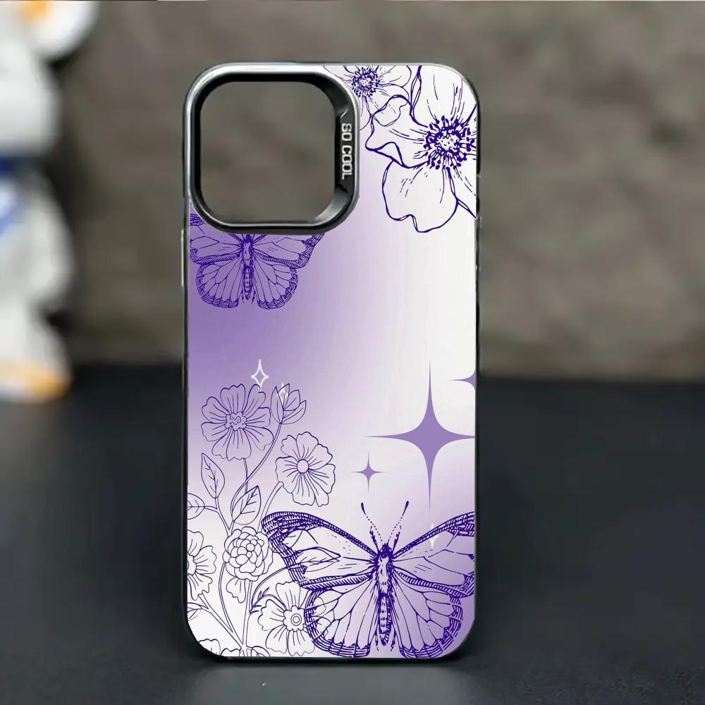 Beautiful Purple Butterfly Pattern Phone Case Suitable for iPhone 17 16 15 14 13 12 11 Pro/Max/Plus Shockproof and Anti Drop