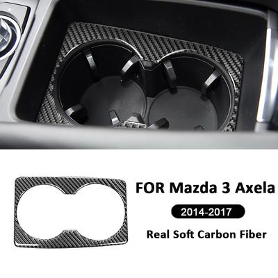 Carbon Fiber Car Center Console Water Cup Holder Panel Frame Decoration Sticker For Mazda 3 Axela 2014-2017 Auto Interior Parts