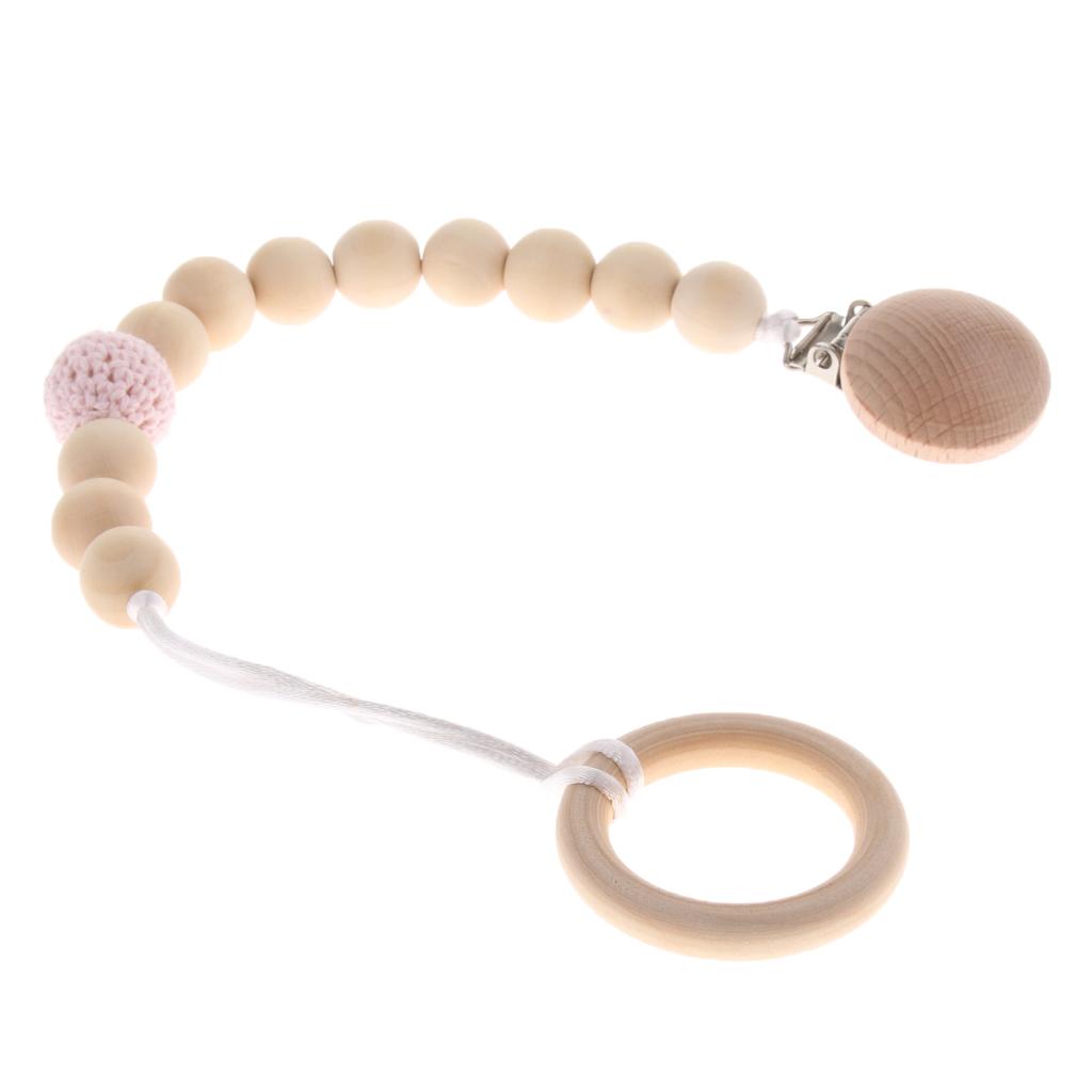 Wooden Beaded Baby Holder Pacifier Clip Teether Chain, Style 8