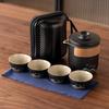 Hand-painted distant mountain travel Guochao Kuaike cup, one pot of four cups, light luxury business travel tea set, high-end souvenir