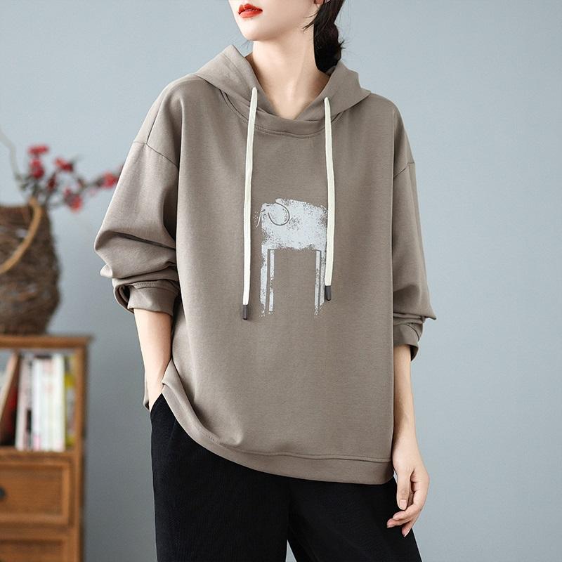 Hanorace vintage supradimensionate din bumbac casual femei largi primavara toamna pulover hanorac topuri