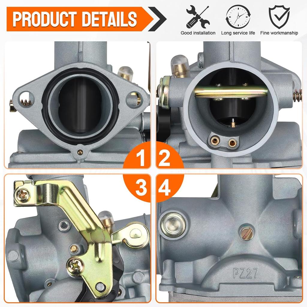 PZ27 Carburetor Replacement for TaoTao 200cc 125cc 150cc 250cc 4-stroke ATV Go Kart Dirt Bike Taotao Sunl Buyang Coolsport Lifan Kazuma Zongshen