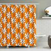 Orange Shower Curtain With White Flower Pattern: Waterproof Bathroom Decor For Kids' Bathrooms Or Master Baths Polyester Fabric,
