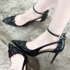 Spot Z-82 high heels women's 2025 autumn new pointed head bag head thin heel empty sandals French niche sexy
