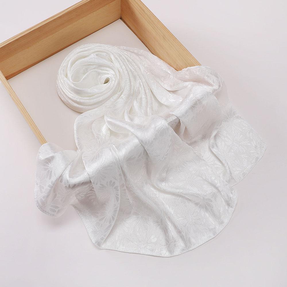 Elegant Women Silk Scarf Satin Solid Flower Wrap Shawl Sunscreen Bandana Hijab Mujer Scarve Pareo Beach Boho Headscarf Sweet New