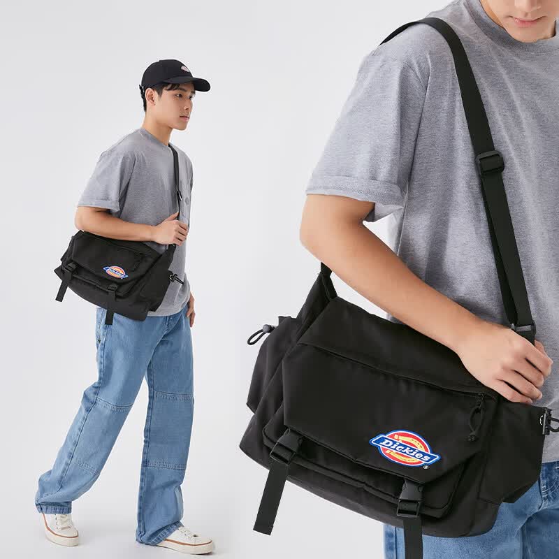 Dickies حقيبة كتف، سعة كبيرة، حقيبة ظهر كاجوال، خفيفة الوزن، حقيبة كروس بودي متعددة الوظائف، مقاس كبير، أسود
