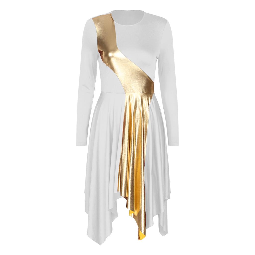 white and gold praise dance dress Amazon.com: Danzcue Womens White Praise Dance Dress and Gold Dance Tunic : Clothing, Shoes & Jewelry