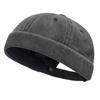 Hip Hop Hat Rolled-Cuff Harbour Hat Distressed Brimless Skull Hat Adjustable Washed Casual Hat for Outdoor Photo Props