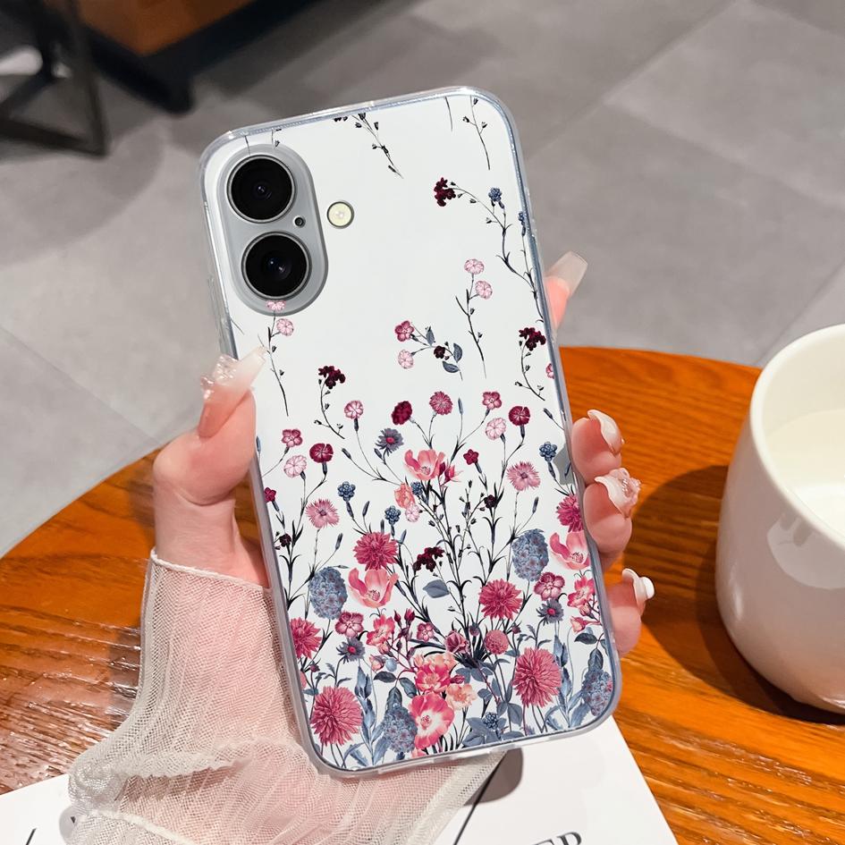 Για iPhone 16 Pro Plus 16 Pro Max 16pro Πίσω κάλυμμα Πολυτελής όμορφη λουλουδάτη διαφανής μαλακή σιλικόνη tpu προστατευτικό κάλυμμα κάμερας για Apple iPhone 16