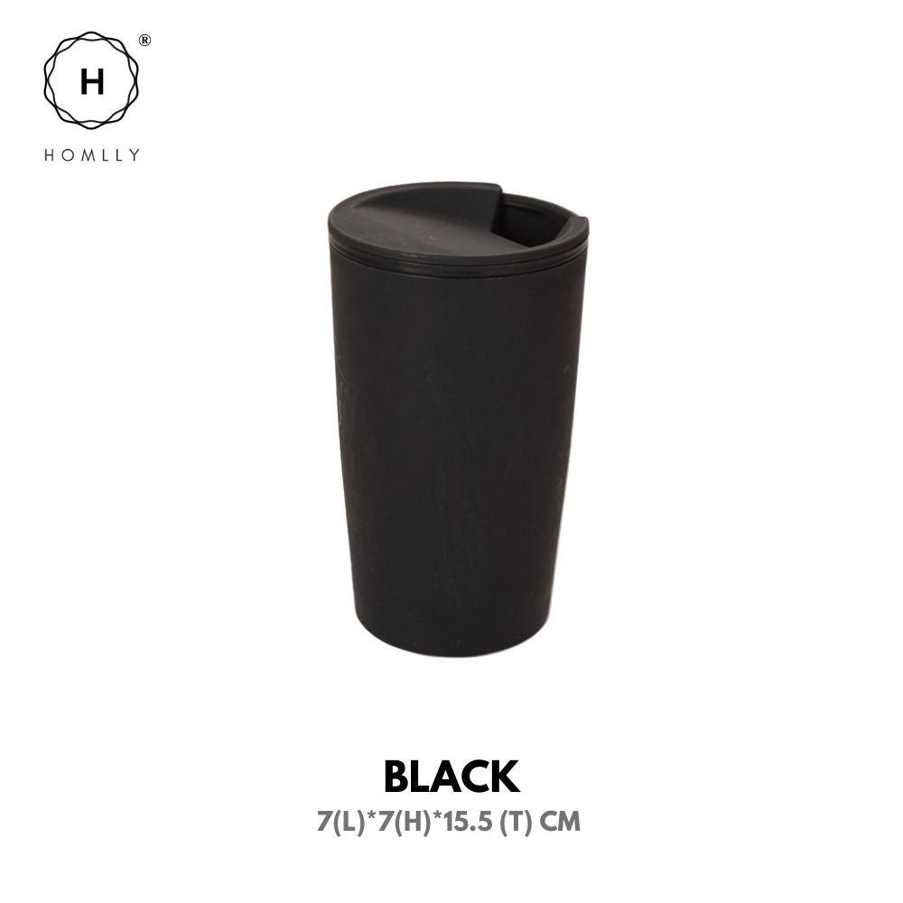 

Homlly Philip Wheat Straw Coffee Cup With Lid (X2PCS) Black X2