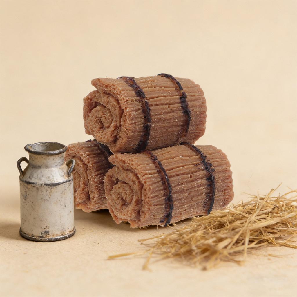 3pcs Mini Hay Bale Dollhouse Miniature Resin Haybale Easter Farm Decor Decorative Straw for Farmer Birthday Party Cake Topper
