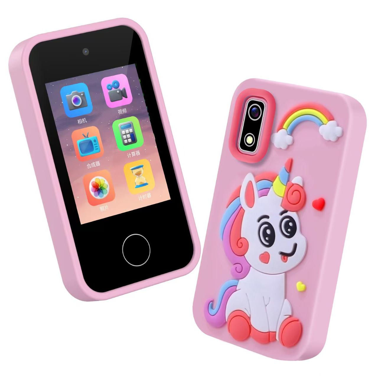 

A10 2,8-дюймовий сенсорний екран Цифровий фотоапарат HD Подвійний об єктив Гра Музика Мультфільм Дитячий фотоапарат з 32 ГБ карткою пам яті Unicorn/Pink