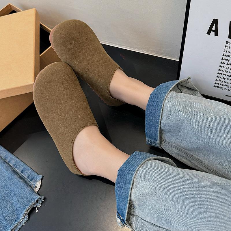 Retro flat-bottomed bag head Boken slippers women's 2025 autumn new versatile flat-bottomed lazy sandals one pedal and half drag