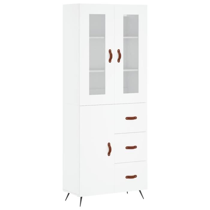 VidaXL Buffet haut Blanc 69,5x34x180 cm Bois d'ingénierie 3198441
