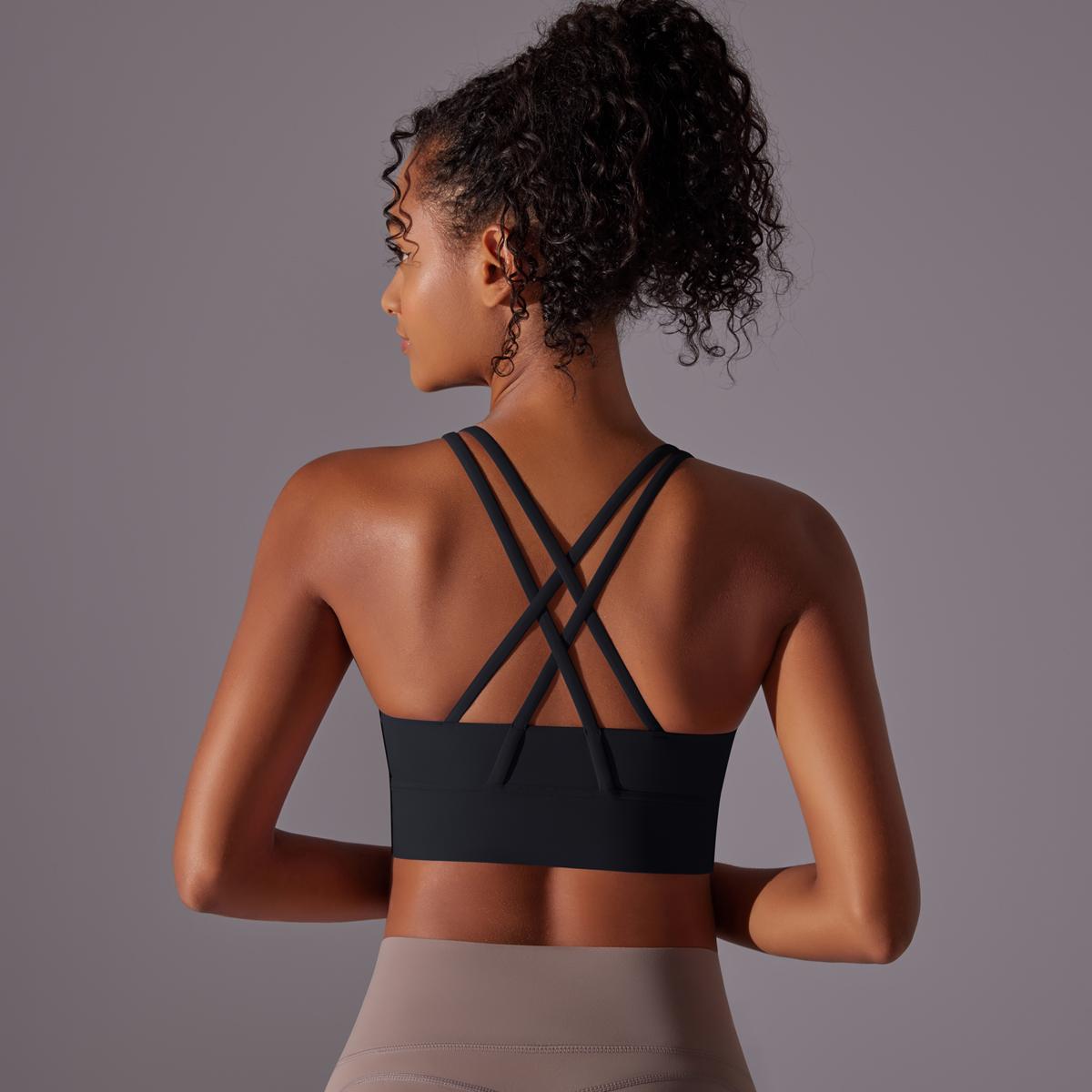 

Nessaj Женский спортивный бюстгальтер для йоги с перекрестными бретелями сзади, жилет для фитнеса с открытой спиной, майка для бега S