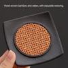 6Pcs Insulated Coasters Heat Insulation Rattan Mat Anti-scalding Non-slip Square Tea Cup Holder Multi-functional