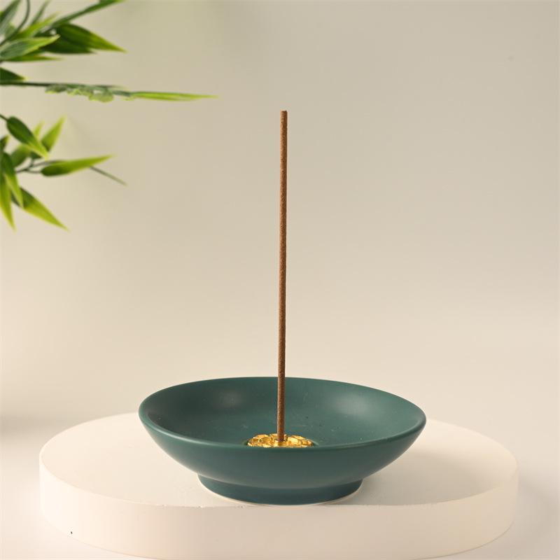 Minimalist Ceramic Incense Stick Holder - Round Colored Plate for Home Decor