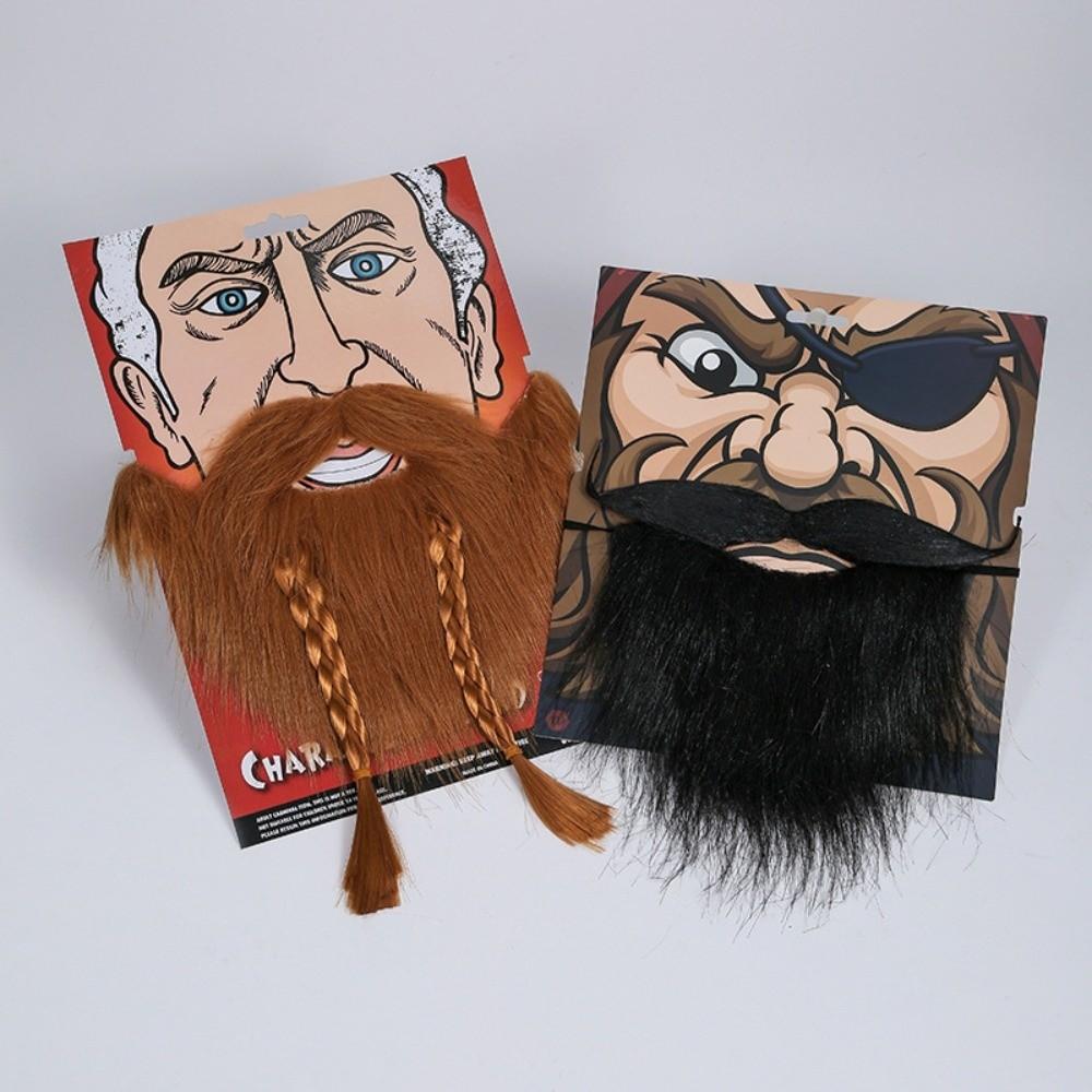 Artificia Realistic Fake Beard Funny Viking Braided Beard Pirate Play Halloween Fake Mustache Prom