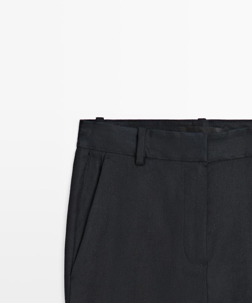 Masimodutti Straight Fit Linen Blend Pants