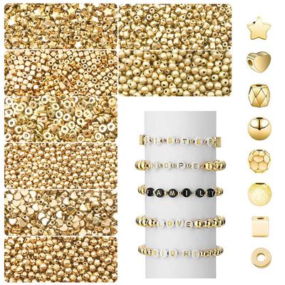 100Pcs Accessories CCB Spacing Beads Oil Sealing Color Preserving Square Beads Pentagram DIY Handmade Beaded Material Round Beads Love Beads