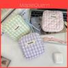 Quilted Cotton Grid Organizer For Women With Zipper Closure And Compact Storage