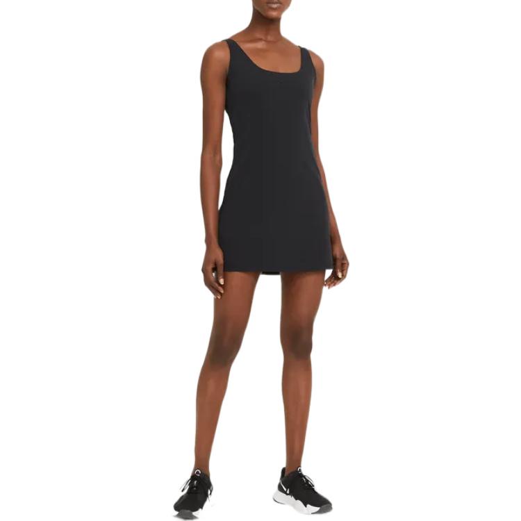 Nike Solid Color Side Pocket Double Strap Training Dress Women Dresses Black DA0156-010