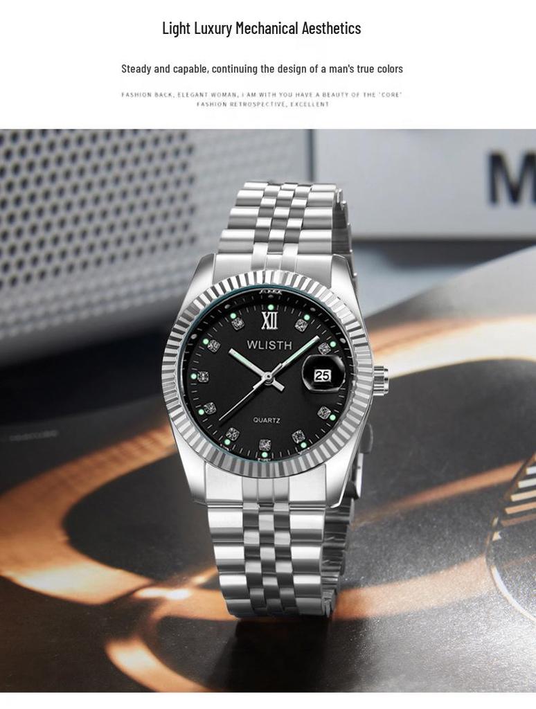 Wolis Waterproof Quartz Couple Watches - Elegant Men's and Ladies' Wristwatches