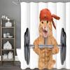 Fitness Cat Lifting Big Dumbbells Muscular Kitten Fun Shower Curtain, Bathroom Decorative Shower Curtain, Waterproof Shower Curt