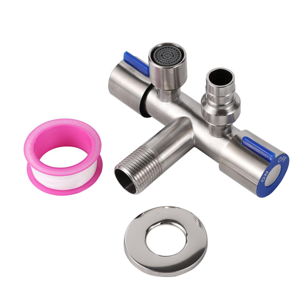 Dual Switch Outlet Faucet Toilet Bidet Shower Faucet Bathroom Fittings 1/2 Copper Dual Outlet and Shutoff Valve
