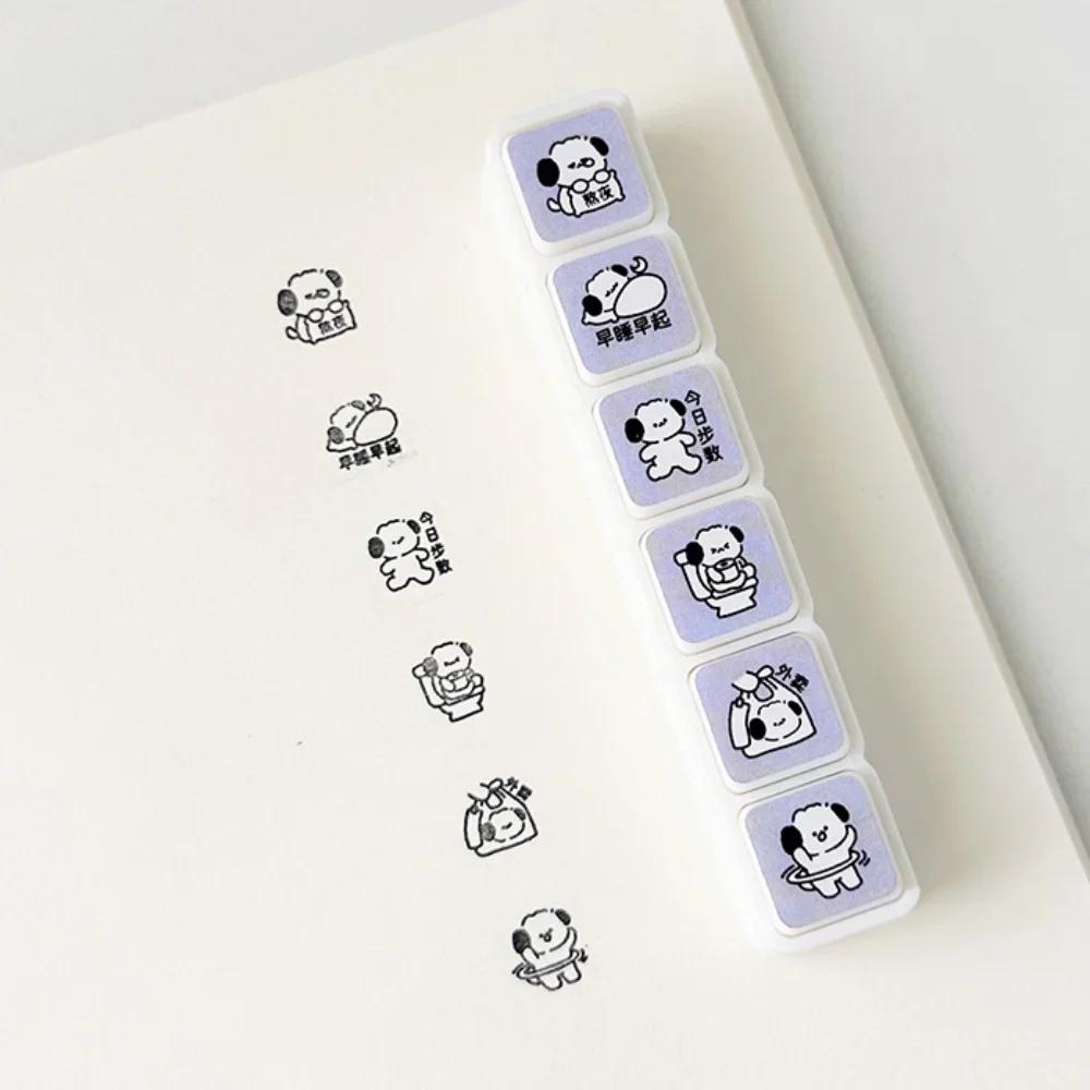 New 6 Designs Decorative Stamps Diy Crafts Cartoon Press Inkpad Stamps Multipurpose Scrapbooking Stamp Journal Planner
