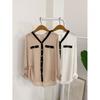 Honey J Women S Chiffon Color Block V Neck Button blouSe 2ColorS