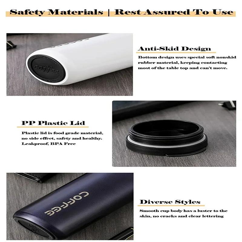 500Ml Stainless Steel Coffee Thermos Bottle Thermal Mug Leakproof Car Vacuum Flasks Coffee Cup Travel Portable Insulated Bottles