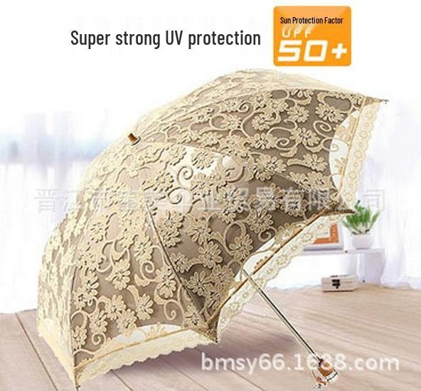 Aurora H3206 Dentelle Noir Parapluie Pare-Soleil UV Pliable