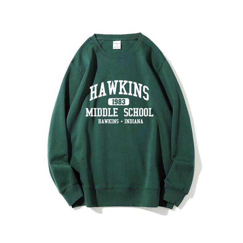 Stranger Things Unisex Hoodie - Hawkins Middle School, Long Sleeve, Autumn/Winter, Round Neck