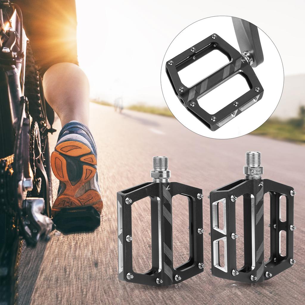 Mountain Bike Aluminum Alloy Bearings Pedal Road Cycling Flat Pedal Bike   Adapter Parts
