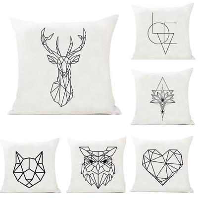 Federa per cuscino geometrica bianca divertente federa stampata federa decorativa nordica soggiorno divano decor cuscini 45x45 cm