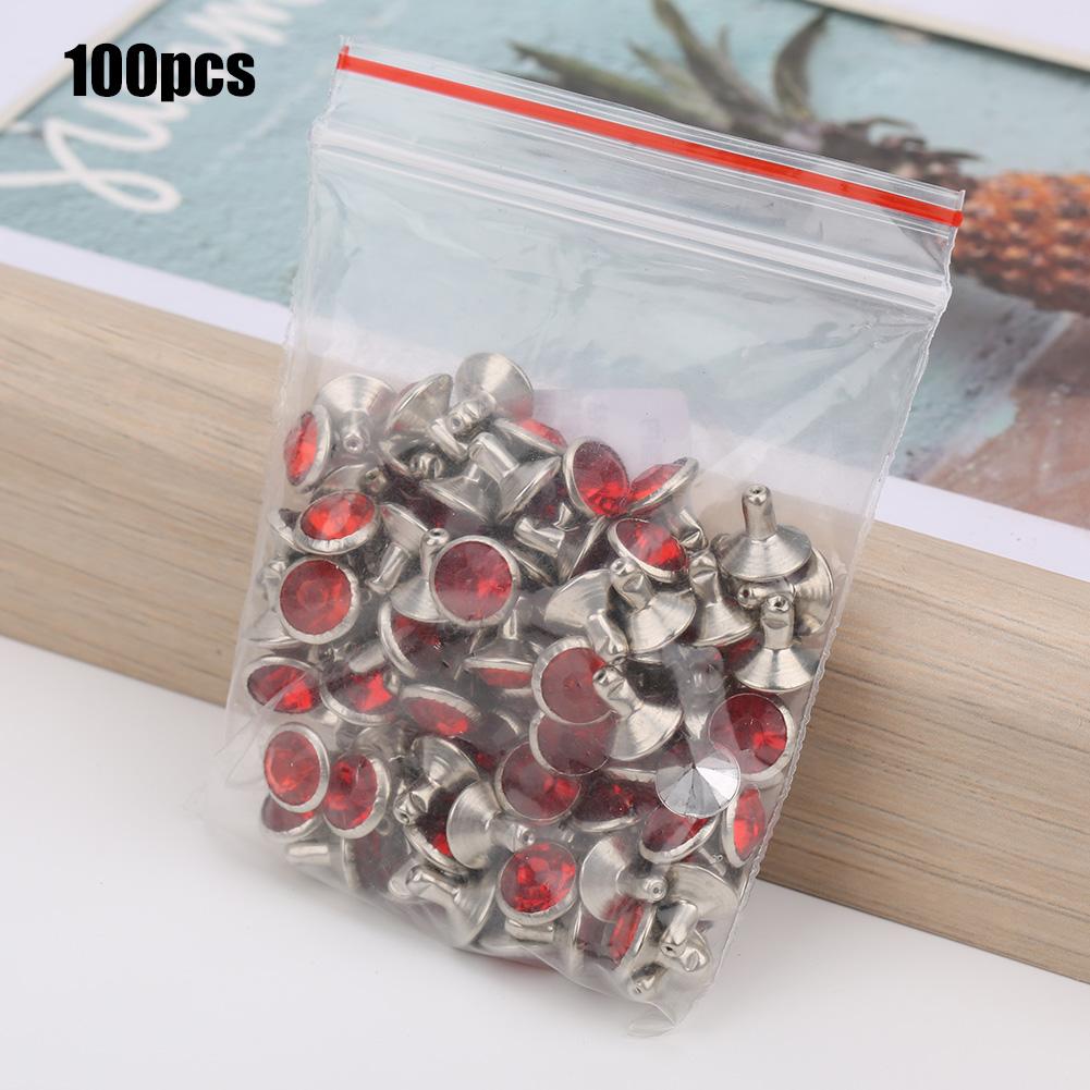 B Acrylic Diamond 8mm Decorative DIY Stud Clothing Accessory 8mm Silver Edge CrystalBright Red