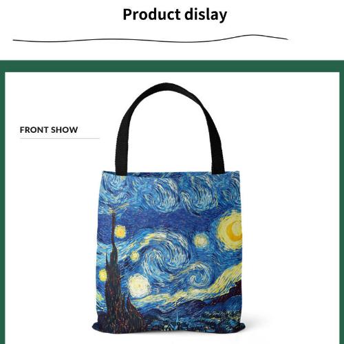 [Leinentasche] Van Gogh-Leinentasche, Ölgemälde, Sternennacht, Sonnenblumen, Aprikosenblüten, selbst Openair-Kaffeesitz-Handtasche
