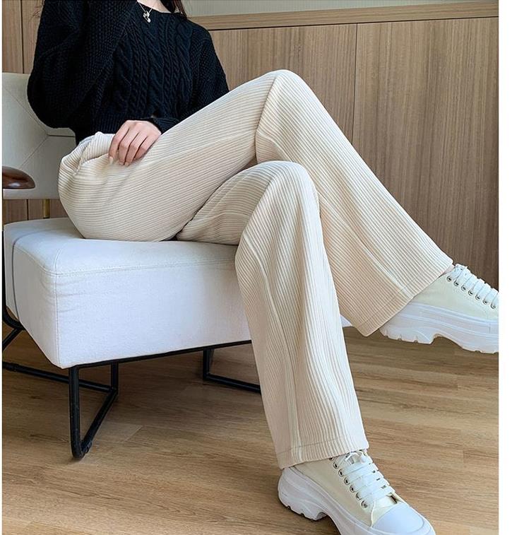 

Осень и зима 2024 года, широкие брюки, женские, новые, свободные, с высокой талией, прямые, вельветовые, длинные брюки, повседневные, однотонные брюки больших размеров 2027 года 2XL