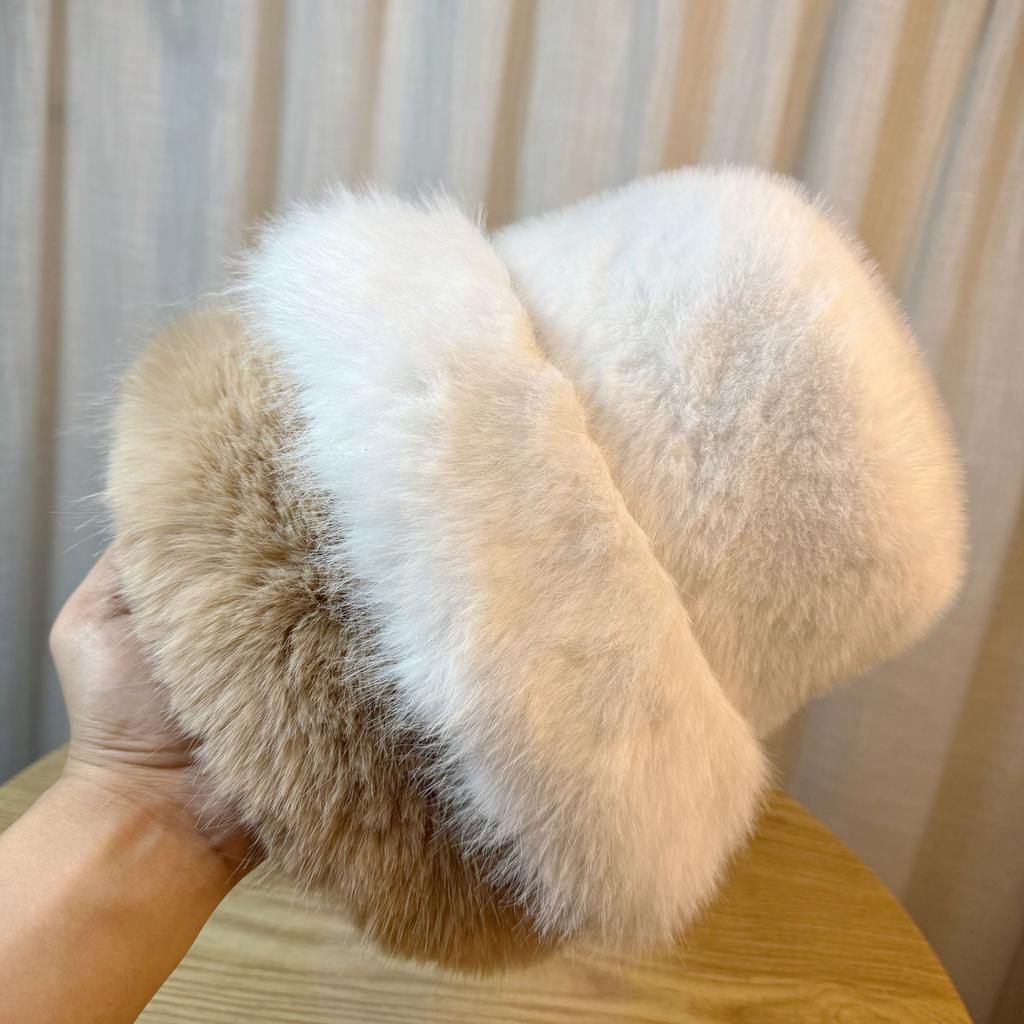 Plüsch Fischerhut Damen Herbst und Winter Warmer Ohrenschutzhut Einfarbig Weiß Plüsch Vielseitig Gesicht Klein Kälteschutzhut