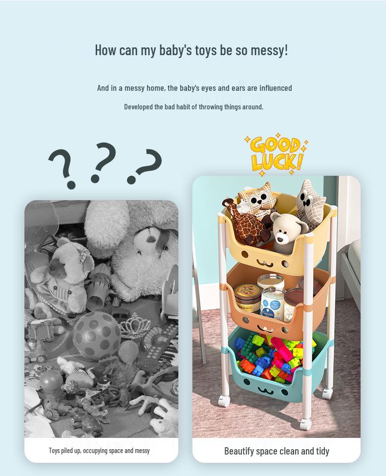 Children's Floor-Standing Trolley Bookshelf & Toy Organizer