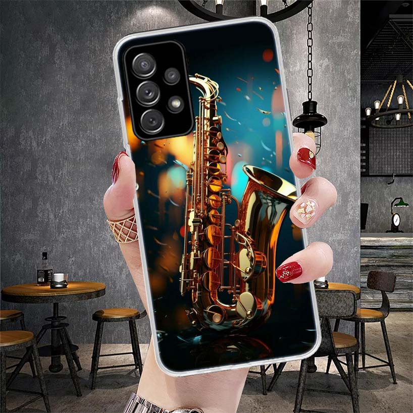 Music Saxophone Instrument Phone Case For Samsung Galaxy A13 A14 A15 A16 A17 A53 A54 A55 A56 A57 A33 A34 A35 A36 A37 A23 A24 A25