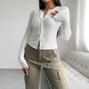 2025 European Autumn/Winter Slim Fit Long Sleeve Women’s Open Shirt