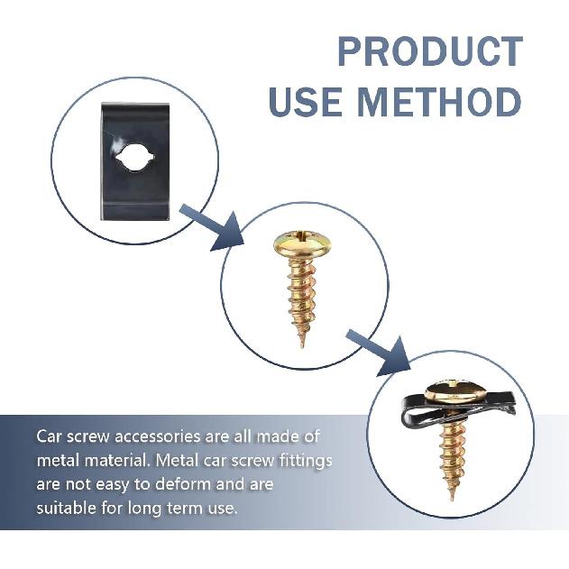 170 PCS Car U-Clip and Screw Kit, 9 Sizes Rust-Proof Fasteners for Dashboard Door Panel, Perfect Fit Anti-loosening Bolt Replacement, Universal for