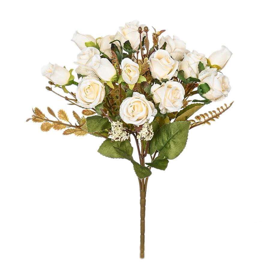 5 Forks 15 Heads Silk Artificial Flowers Rose Wedding Bridal Bouquet Festival Decoration Home Room Arrangement Flower Accessory