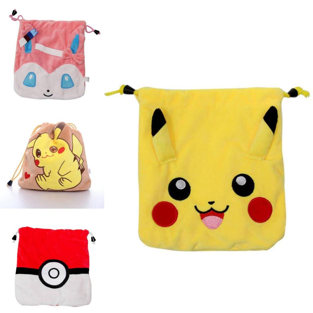 Pokmon Insulated Fur Drawstring Pouch For Travel Storage And Gift Packaging